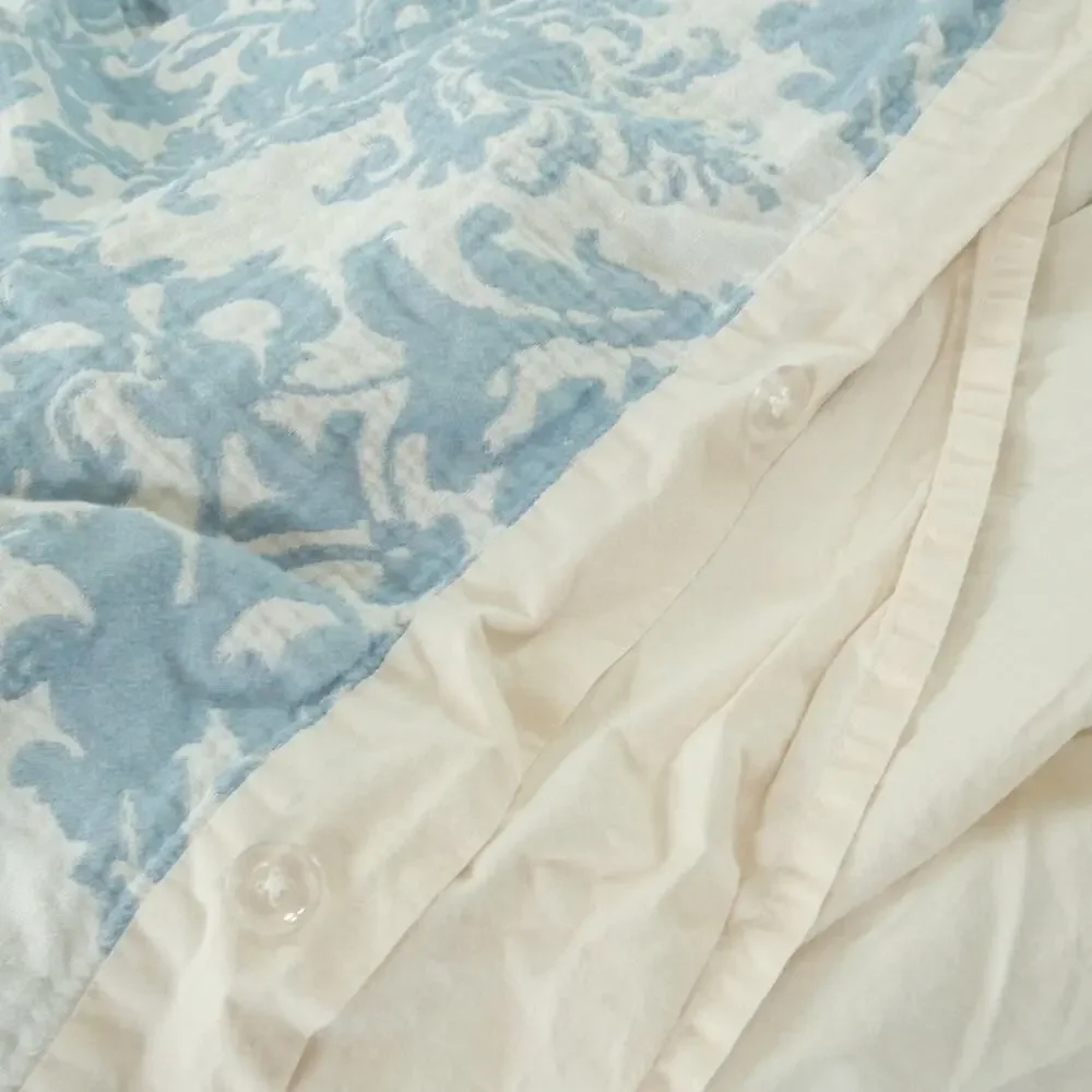 Pottery Barn Jacquard Medallion Duvet Cover Full Queen 2 Standard Shams Blue - Picture 6 of 16
